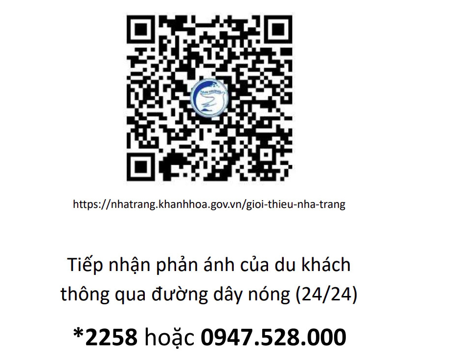 Placing QR code for Nha Trang City and tourist support hotline in public 