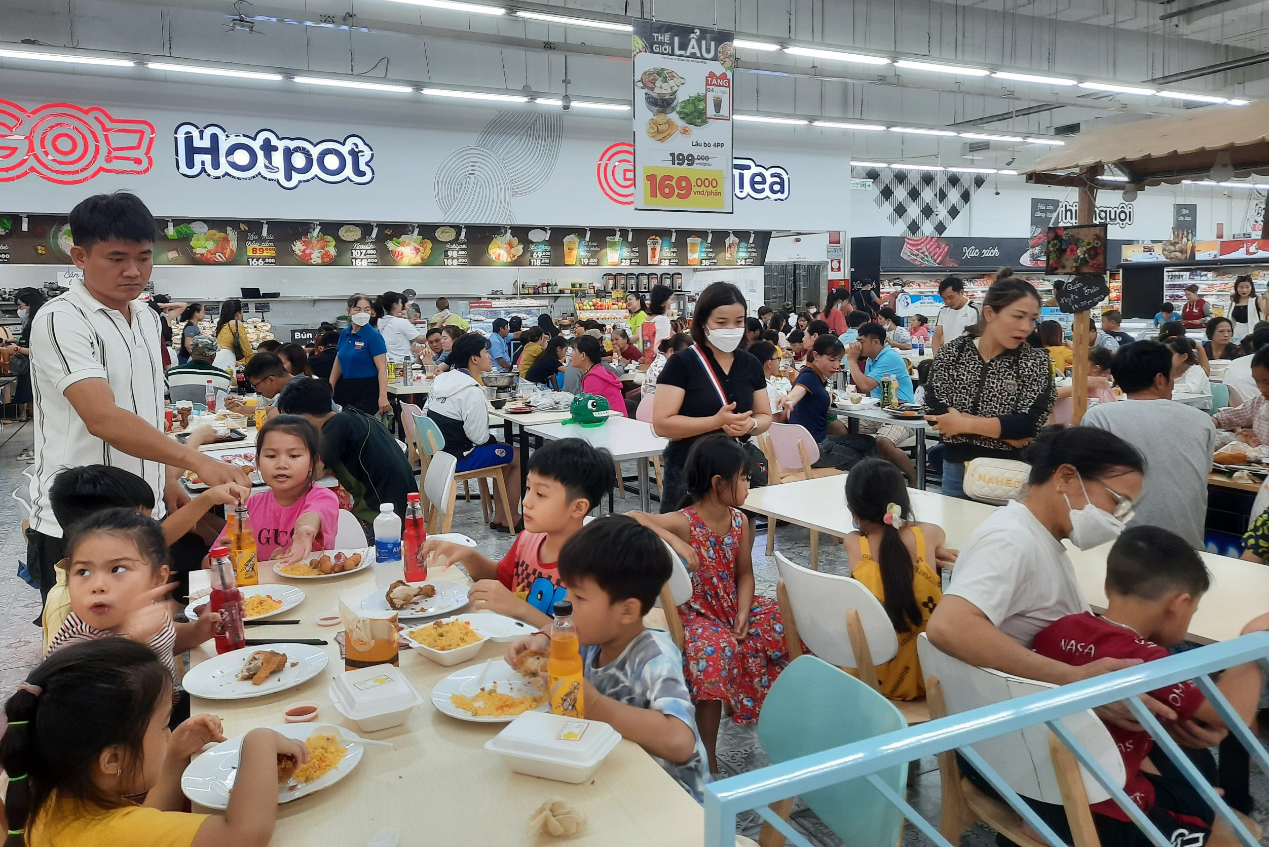 Bustling shopping and entertainment during holiday season
