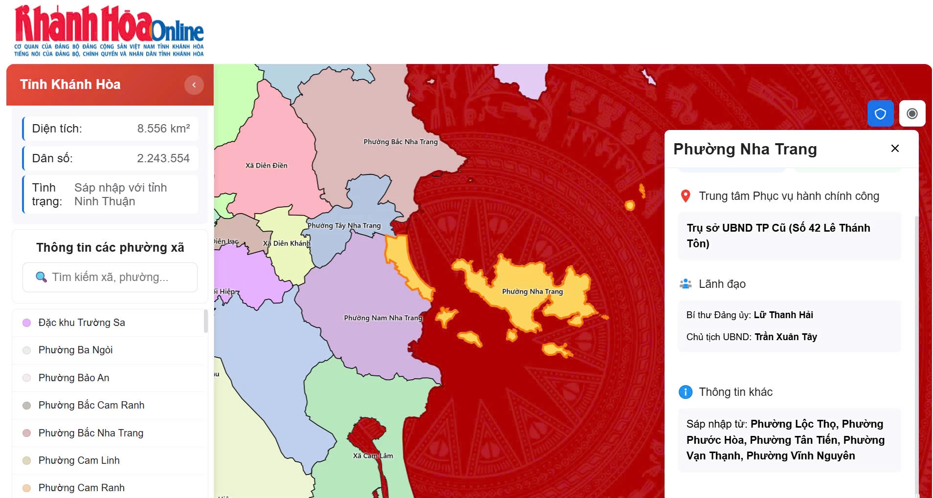 Digital map of 65 communes, wards and special zone of Khanh Hoa Province launched