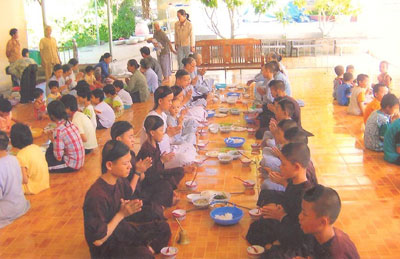 Benevolent child care at 100 year-old pagoda