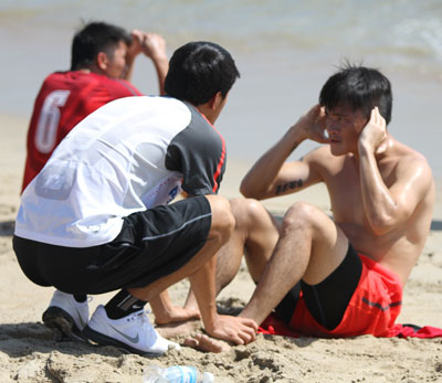 Vietnam National Football Team training in Nha Trang for AFF Cup 2012