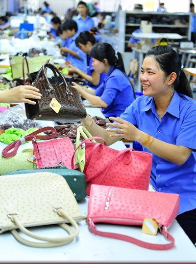 Producing crocodile bags