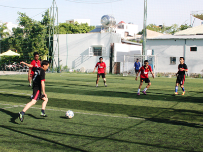Playing football at manoeuvres