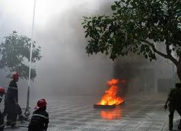 Fire-fighting scenario rehearsal at Luong Son Market