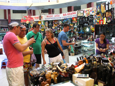 Tourists shopping at Dam Market, Nha Trang.