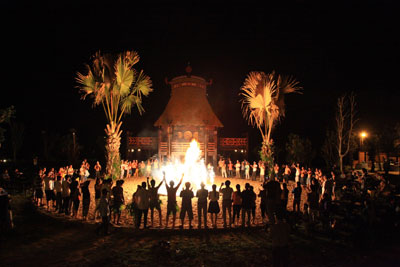 BBQ party with fire dance in 100 Egg Mud Bath on May 1, 2 & 3