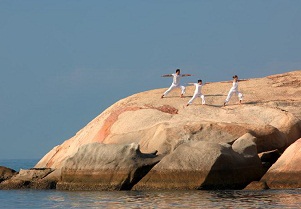 Practicing Yoga at Six Senses Ninh Van Bay