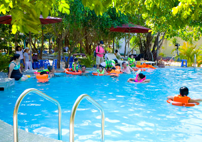 Hot mineral water swimming pool at Cam Ranh Hot Spring
