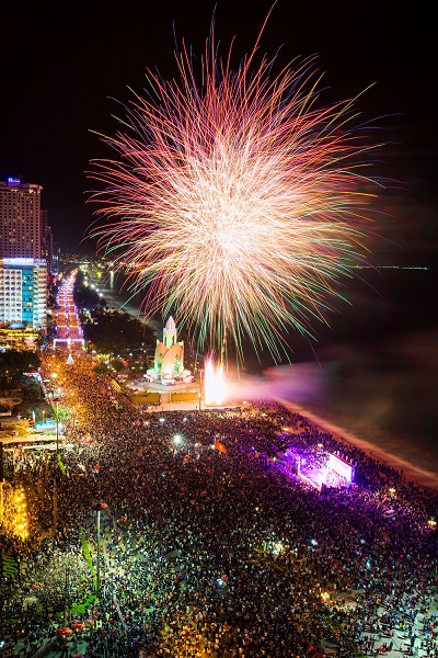 Watching fireworks at Novotel Nha Trang
