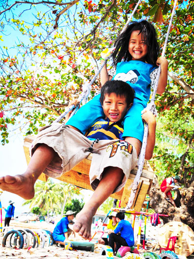 Kids are so excited about a new recreational park.