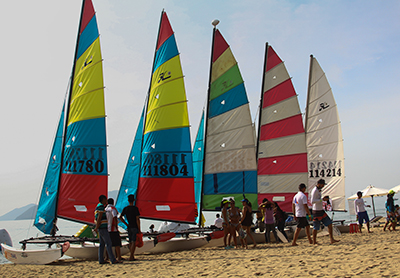 Yachts before the starting time.