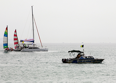 Maritime police ensures the safety of the race.