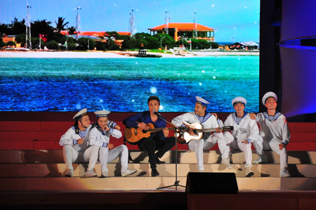 Image of island soldiers portrayed on stage