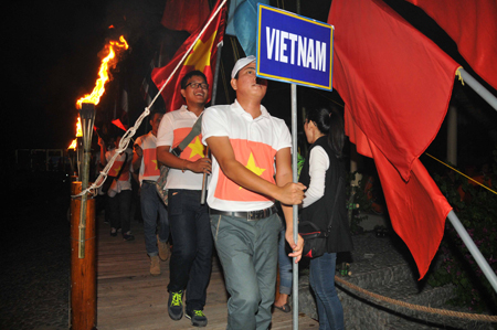 Campers parading.