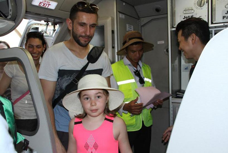 Many foreign passengers on the maiden flight.