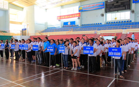 Participating teams at sports festival’s opening ceremony.