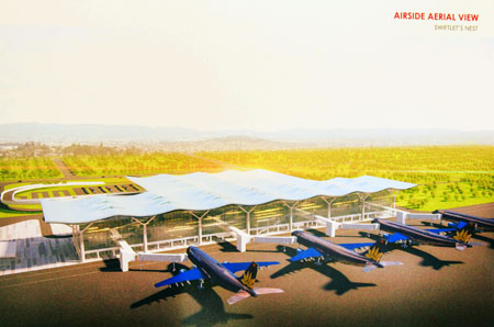 Perspective of new international terminal from above