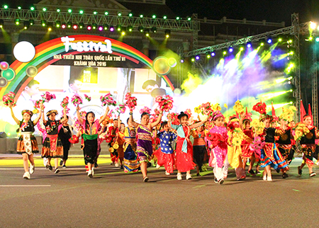 Children in traditional costumes.