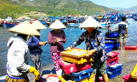 Seafood is sold at the port.