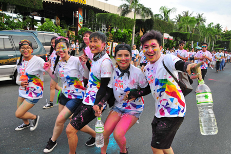 Youths join running excitedly.