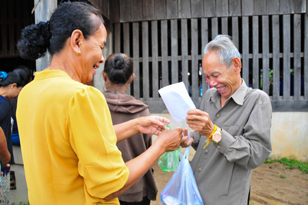 Happiness of locals when being offered free medical examination and medicines.