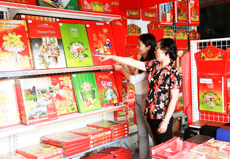 Calendars sold at Tan Tien Bookstore, Nha Trang City.