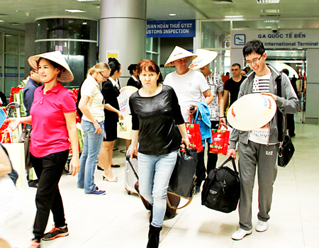 Tourists from at Cam Ranh International Airport