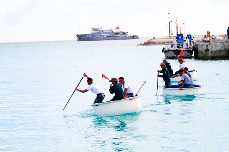 Bamboo basket boat race.