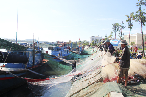 Shaking nets to take anchovies