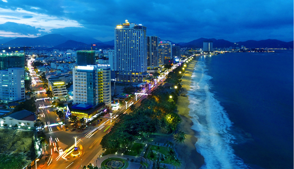 Nha Trang sparkles at night.