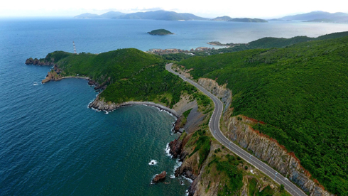 Road meandering along Nha Trang Bay.