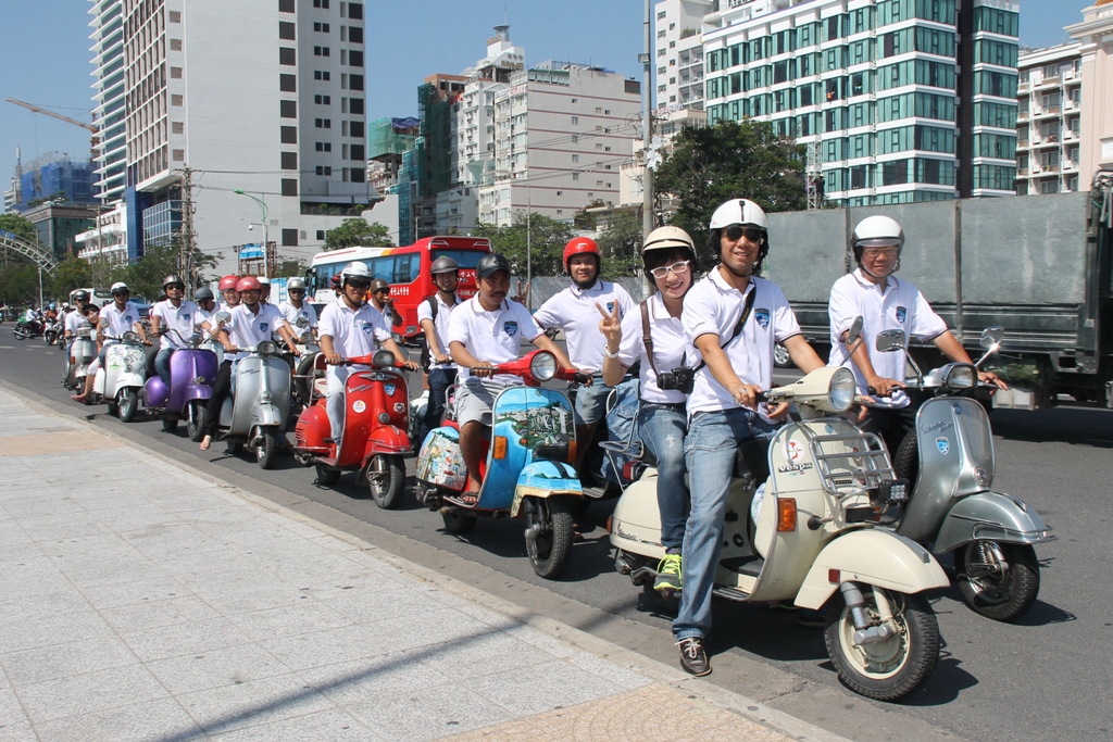 Members of Nha Trang Vintage Vespa Club