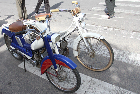 Mobylette motorcycles.