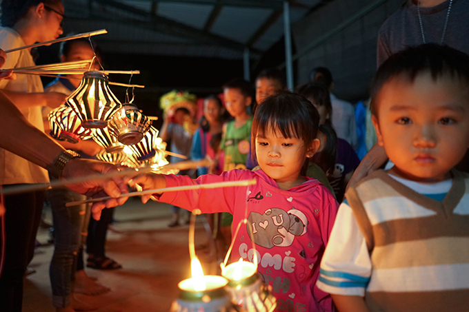 Children joining lantern parade