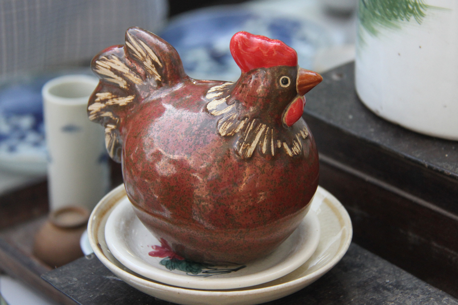 …chicken figurine,…