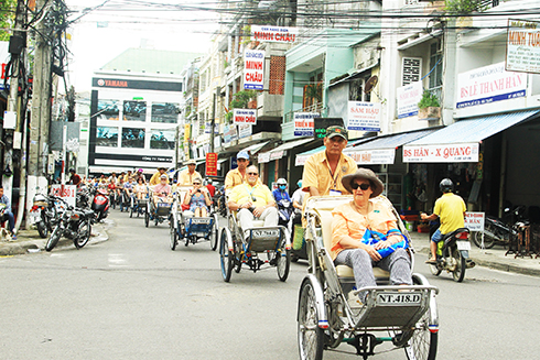 Foreign tourists sight-seeing Nha Trang