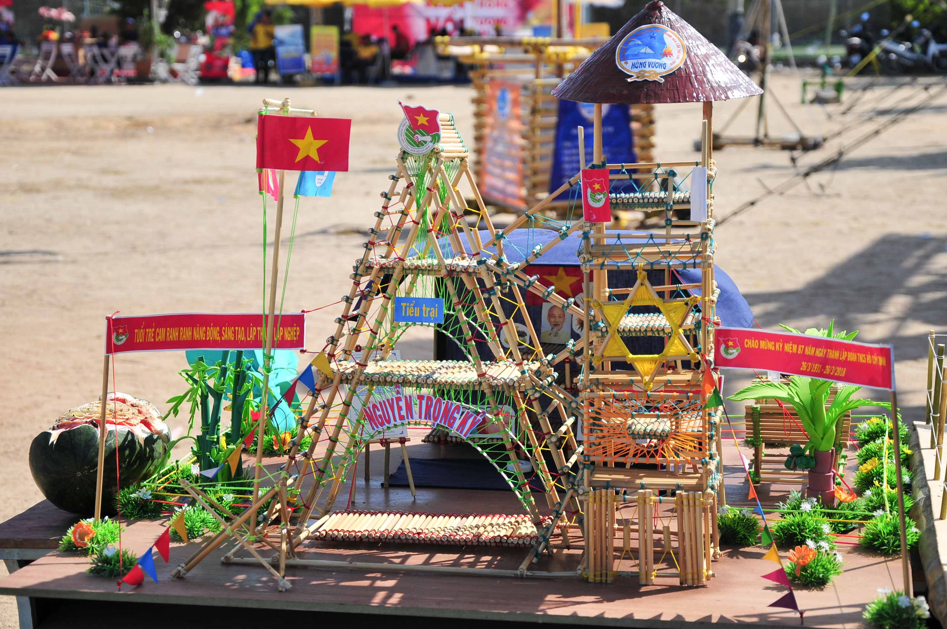 Model of tent made by campers