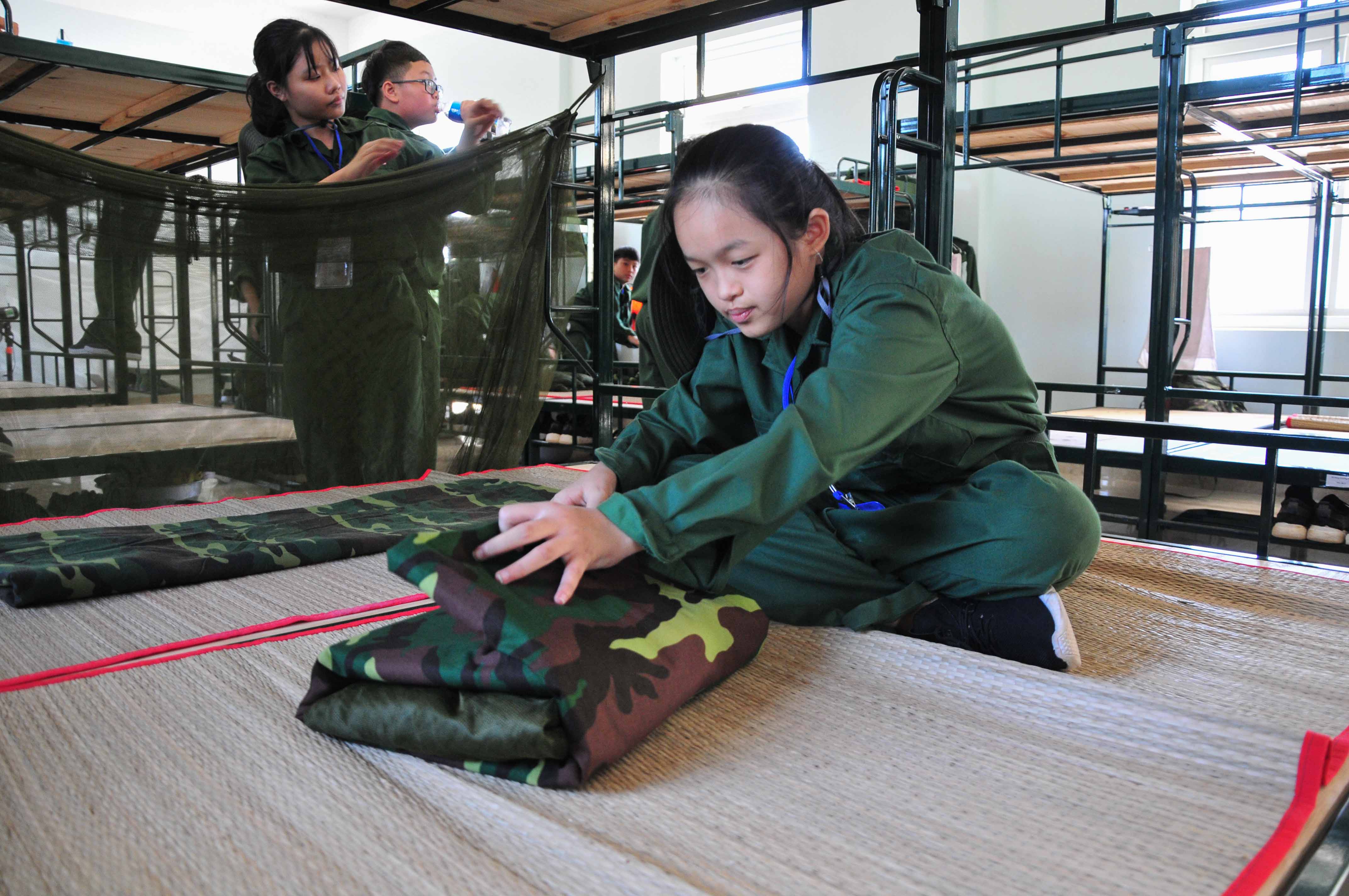 Learning to make their bed…