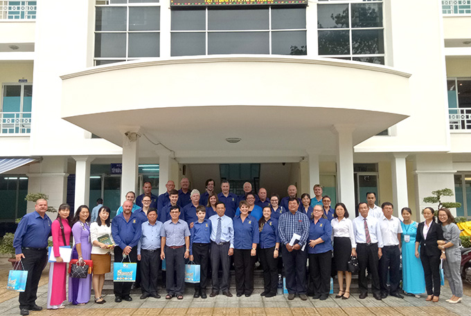 Bunbury band posing with leaders of Nha Trang