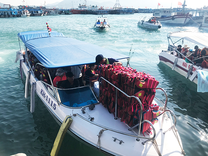 Boats are equipped with life-jackets