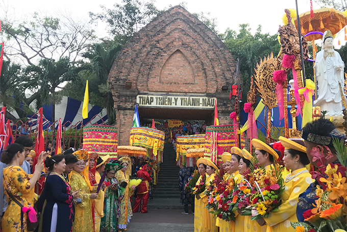 Palanquin of the Mother Goddess is carried through streets