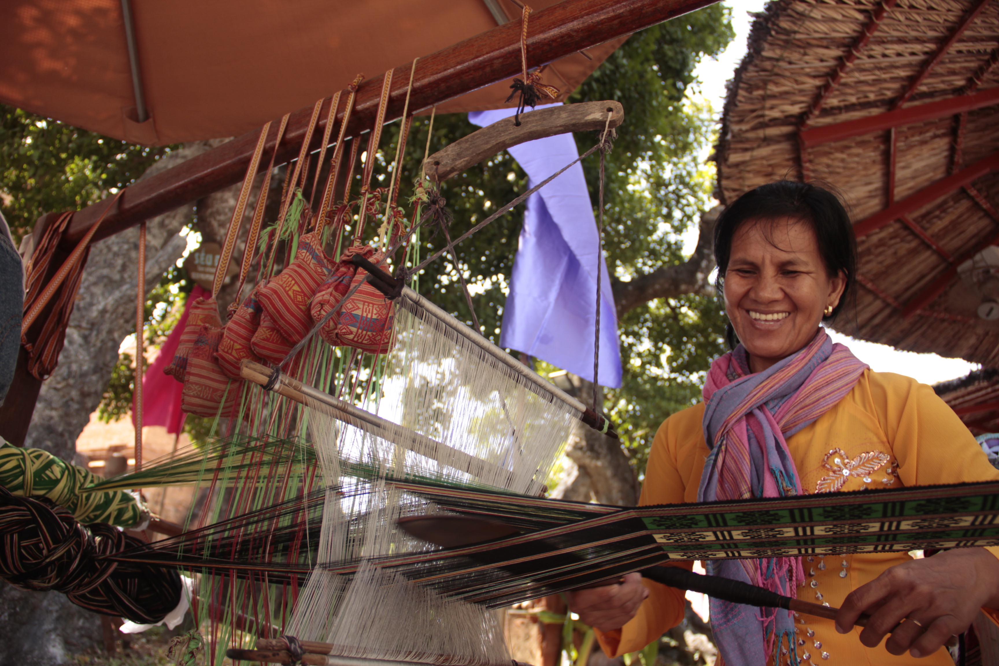 Brocade weaving is traditional occupation of Cham people