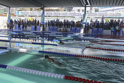 Competitors at Khanh Hoa provincial swimming contest