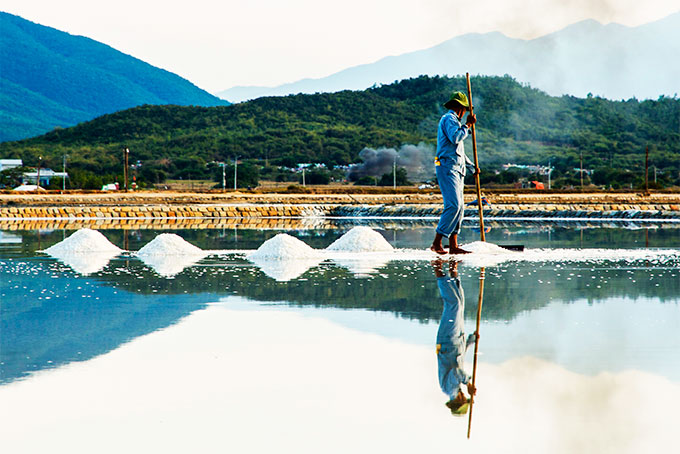 Producing salt in Van Ninh District