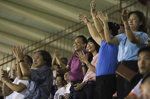 Supporters of S.KH-BVN celebrating goal for their team