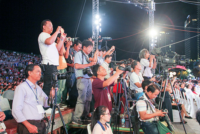 Journalists and reporters working at Nha Trang-Khanh Hoa Sea Festival 2019