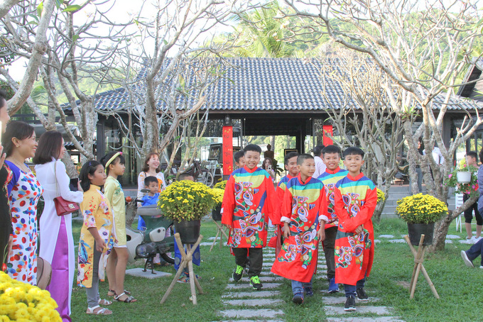 Colorful traditional cultural features at Cham Oasis Nha Trang on 2020 Tet occasion