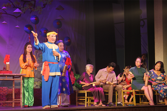 Artists performing Bài Chòi at Khanh Hoa Traditional Art Theatre