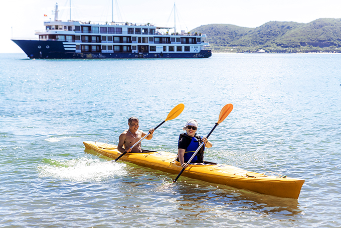 Rowing kayak on Nha Trang Bay