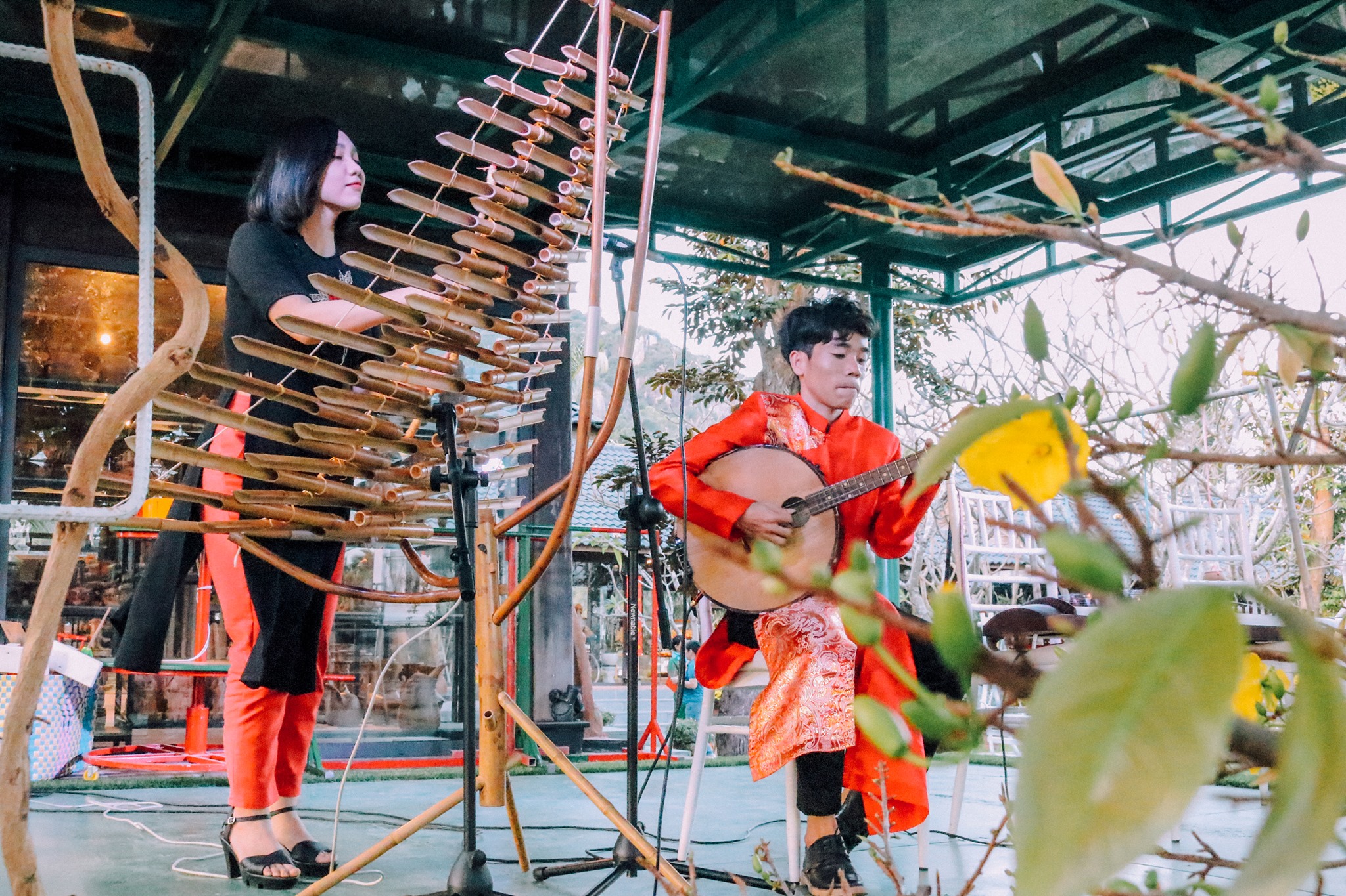 Traditional music instrument performance at Cham Oasis